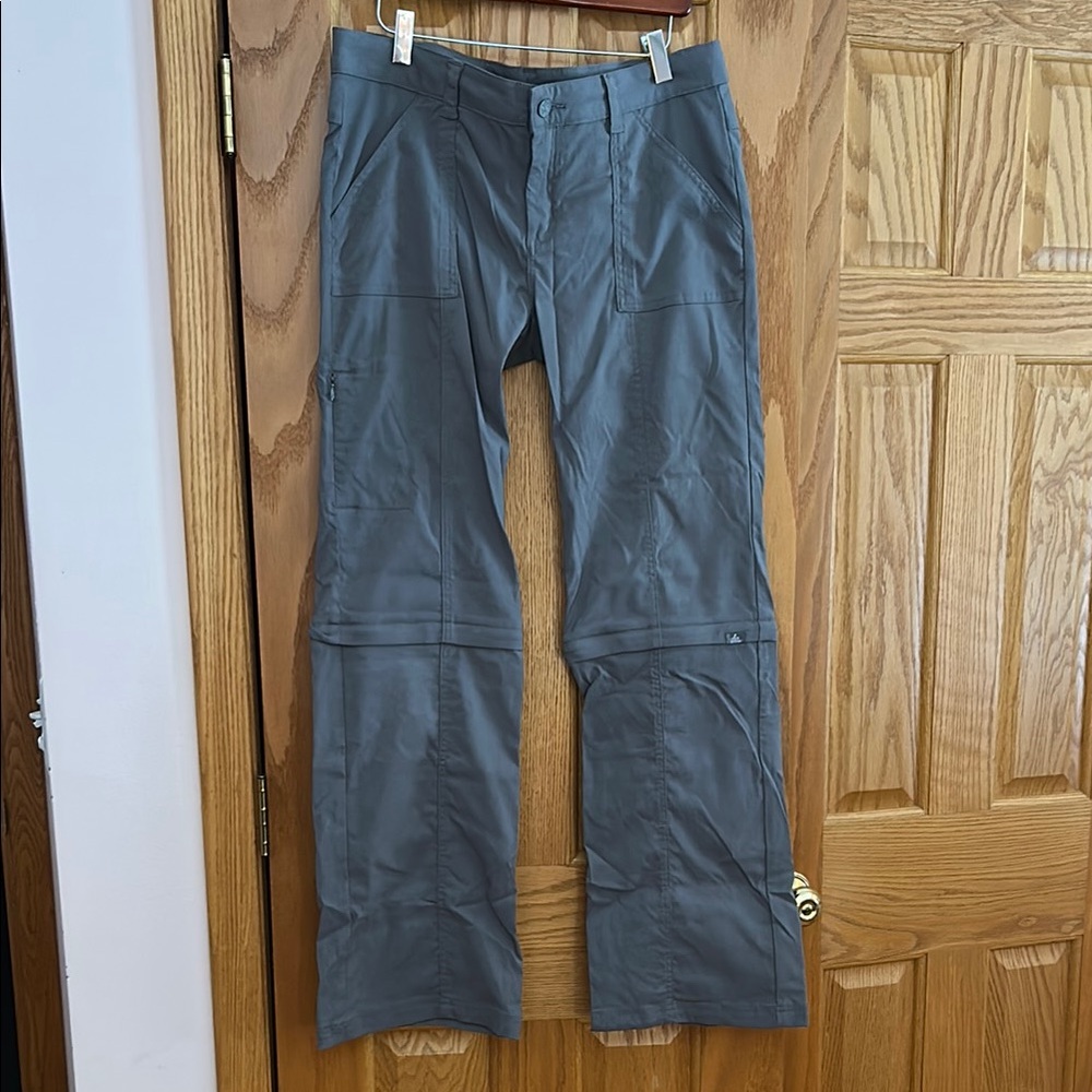 Prana Convertible gray hiking pants.